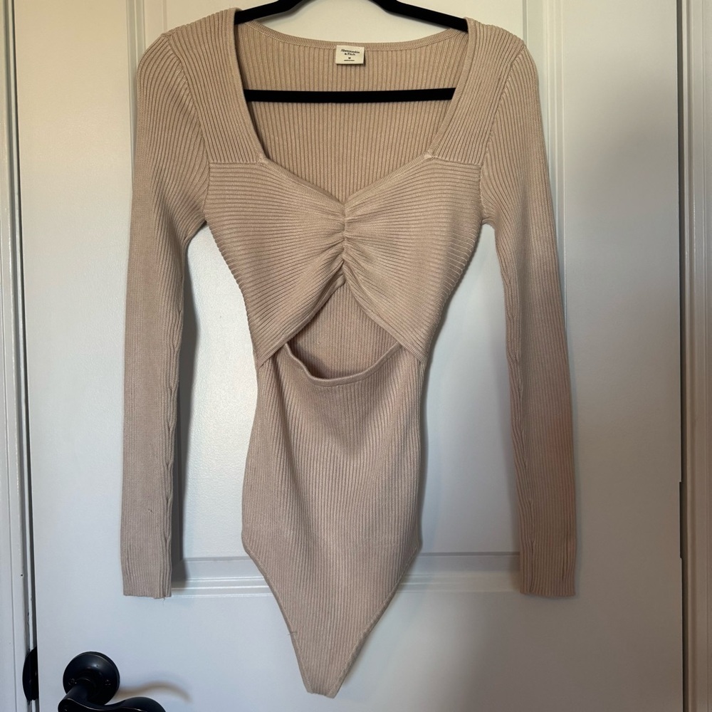 Abercrombie & Fitch Cream Ribbed Bodysuit